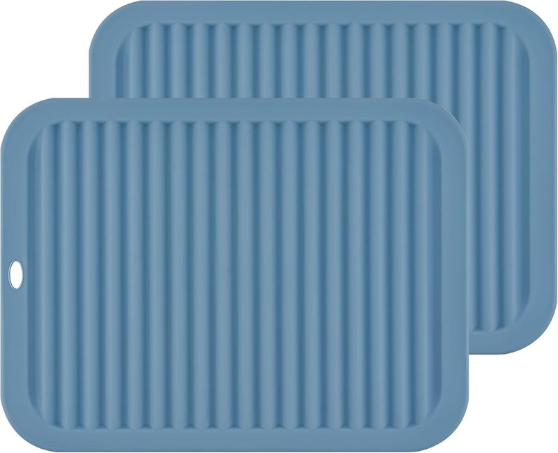 Smithcraft Silicone Trivets for Hot Dishes, Pots and Pans, Hot Pads for Kitchen Counter, Silicone Pot Holders Mats, Heat Resistant Mat for Quartz Countertops, Multi Use Table Trivet Mat Set 2 Blue - Image 1