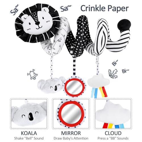 Joyreal High Contrast Baby Toys for Newborn, Black and White Baby Sensory Toys with Car Seat Toys,Infant Toys with Black White Cards Book, Montessori Toys for Baby Gifts - Image 2