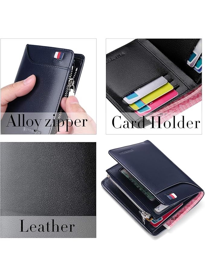 Williampolo Men Wallets Genuine Leather Slim Wallet Mens Short Money Clips Small Coin Pocket Bifold Credit Card Holder Thin Purse with ID Window - Image 5