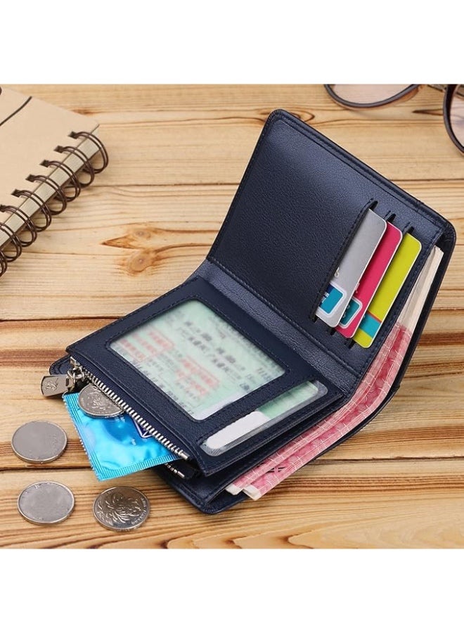 Williampolo Men Wallets Genuine Leather Slim Wallet Mens Short Money Clips Small Coin Pocket Bifold Credit Card Holder Thin Purse with ID Window - Image 2