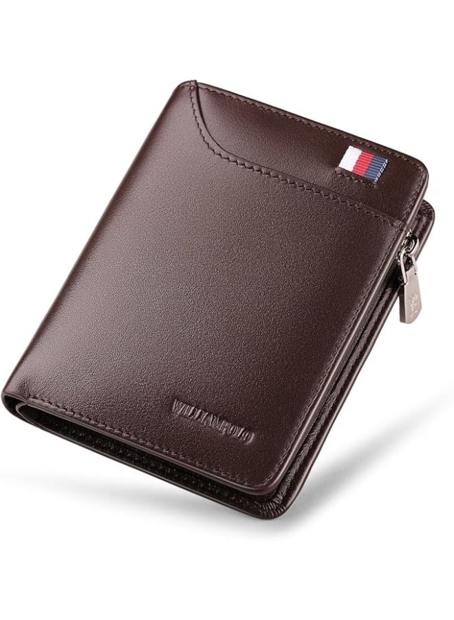 Williampolo Men Wallets Genuine Leather Slim Wallet Mens Short Money Clips Small Coin Pocket Bifold Credit Card Holder Thin Purse with ID Window - Image 1