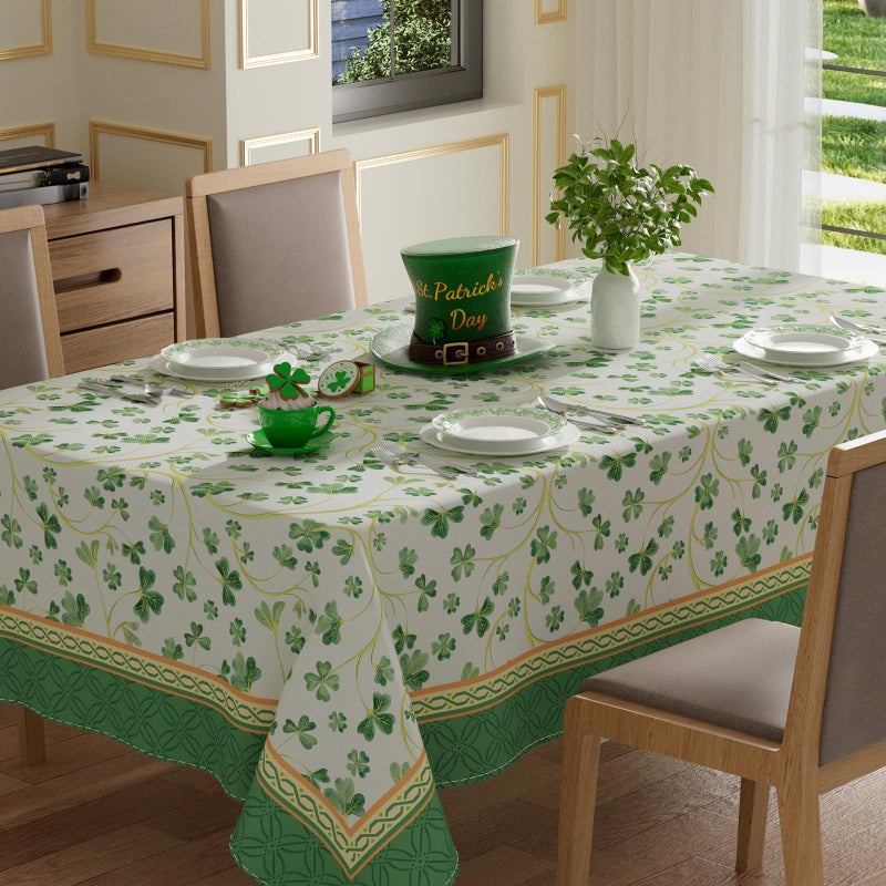 XCHI Shamrocks Clovers St. Patrick's Day Tablecloth Rectangle Table Cloth Washable Table Covers for Indoor Dining Home Party Decorations 60x84 Inch - Image 1