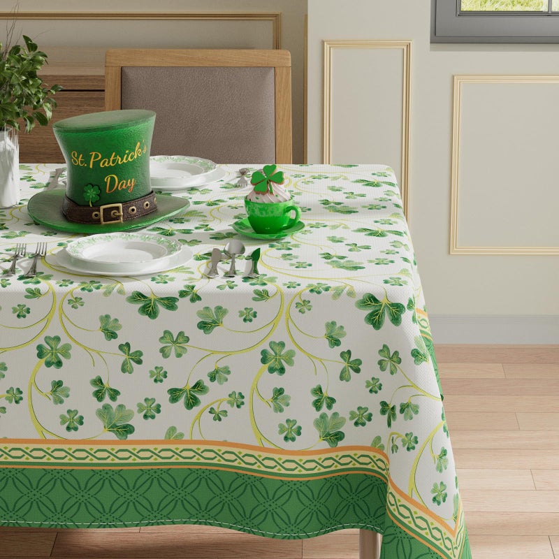 XCHI Shamrocks Clovers St. Patrick's Day Tablecloth Rectangle Table Cloth Washable Table Covers for Indoor Dining Home Party Decorations 60x84 Inch - Image 2
