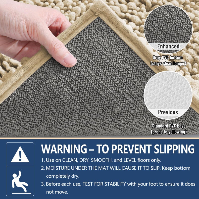 Arotive Luxury Bathroom Rugs 24x16, Extra Soft Thick Absorbent Shaggy Chenille Bath Rugs, Non-Slip Machine Wash Dry, Bath Mats for Bathroom Floor, Tub and Shower, Home Decor Accessories, Beige - Image 5