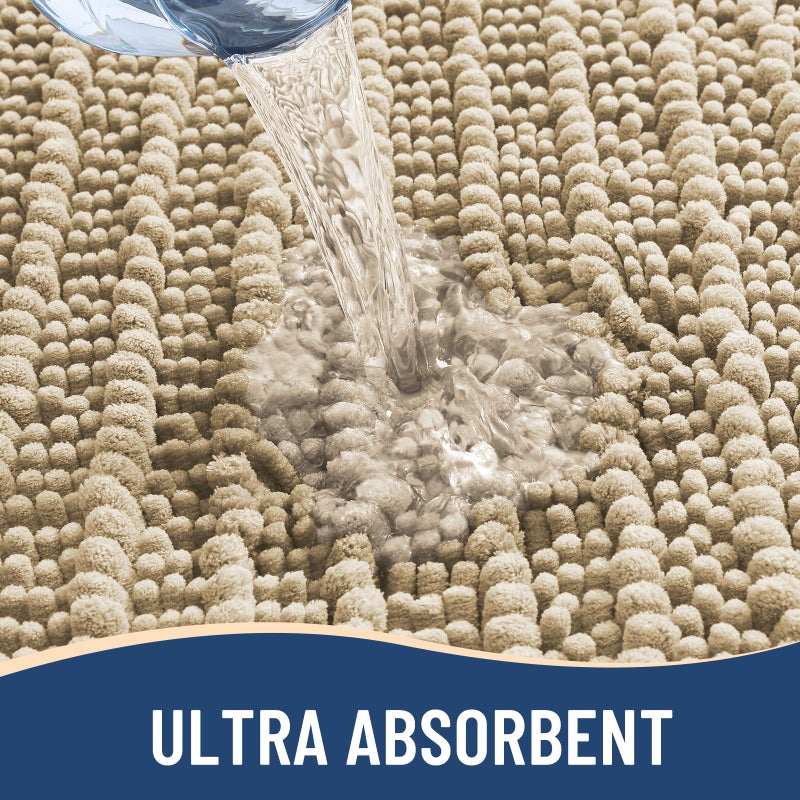 Arotive Luxury Bathroom Rugs 24x16, Extra Soft Thick Absorbent Shaggy Chenille Bath Rugs, Non-Slip Machine Wash Dry, Bath Mats for Bathroom Floor, Tub and Shower, Home Decor Accessories, Beige - Image 4