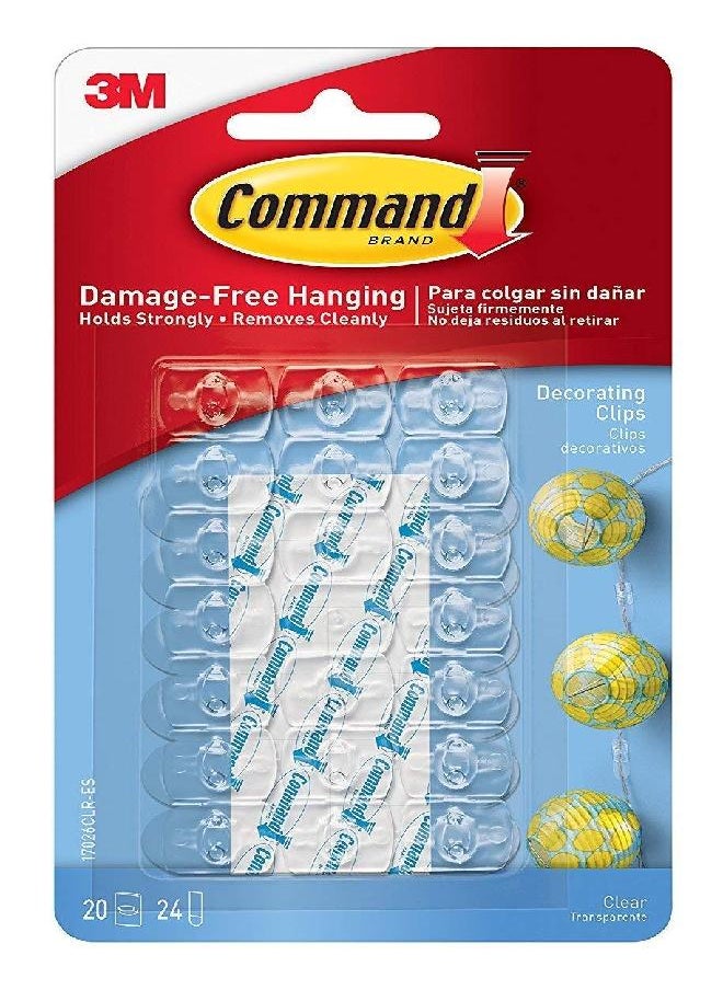 Command 3M Command Decorating Clips, Clear, 60-Clip - 3 Pack  - Image 1