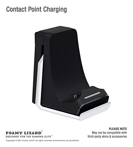 Foamy Lizard PS5 Controller Charger Console and Wall Mount for PlayStation 5 DualSense Fast Charging Station Hanging Dock, Headphone Hook, LED Indicator, Overcharge Protection (PS5 White+Black) - Image 4