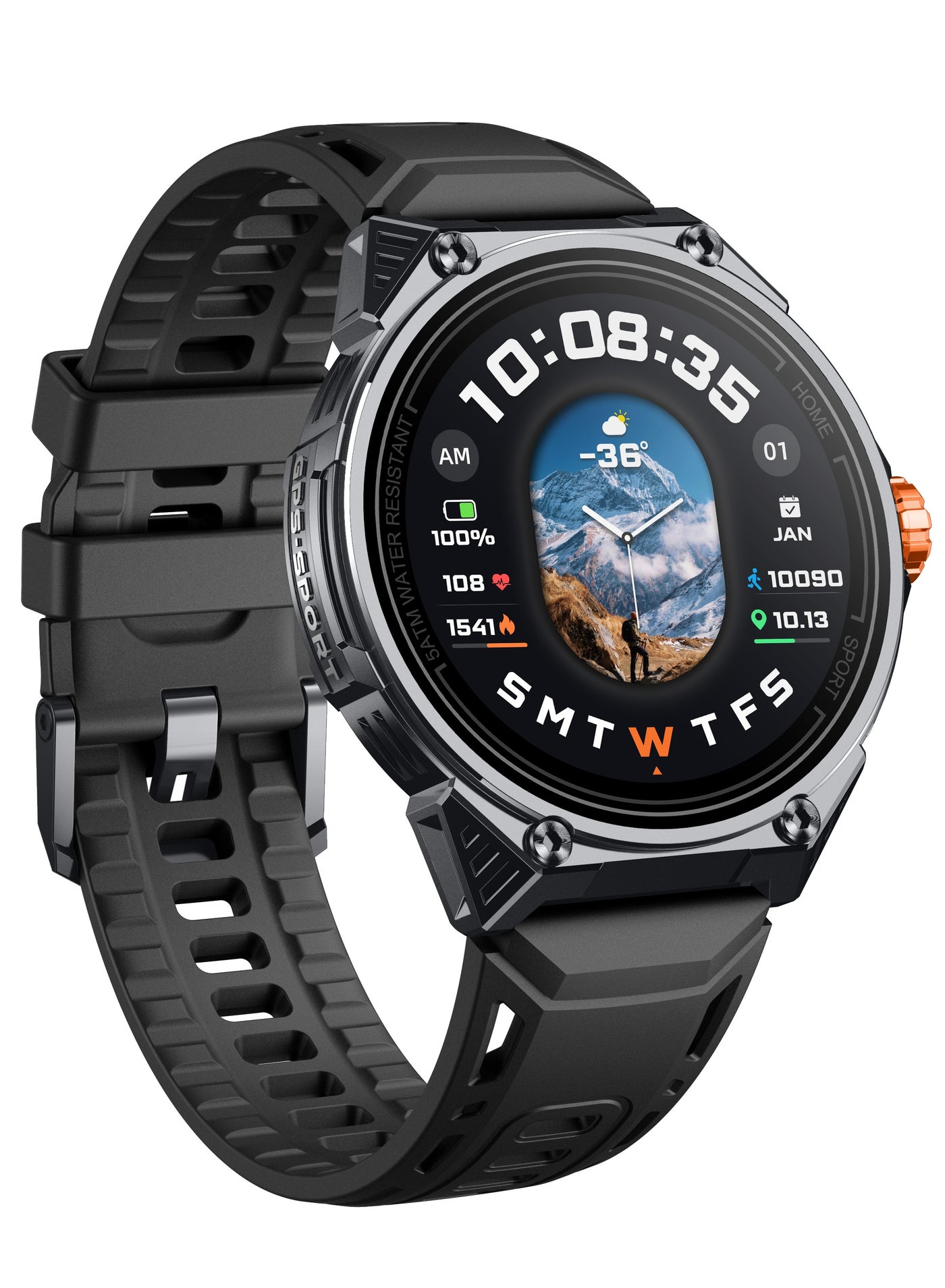 Powerology Alfa Urban Sports Smart Watch with 1.43” AMOLED Display/ Bluetooth Smart Calling / Stress Level Monitoring / Sleep Monitoring/ Health Monitoring / Durable Men Smartwatch for Gym, Outdoor- Black
