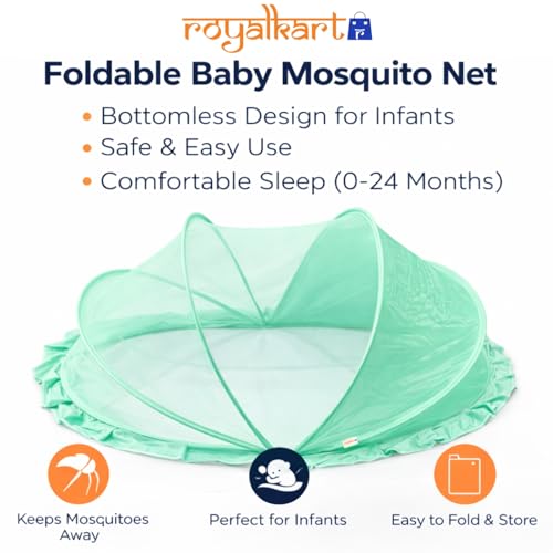 Royalkart Foldable Baby Mosquito Net for Bed (100x50 cm) – Portable Infant Mosquito Net for Newborn & Babies 0-24 Months | Breathable Mesh Net | Lightweight Travel-Friendly Baby Net (Green) - Image 4