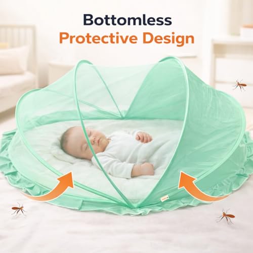 Royalkart Foldable Baby Mosquito Net for Bed (100x50 cm) – Portable Infant Mosquito Net for Newborn & Babies 0-24 Months | Breathable Mesh Net | Lightweight Travel-Friendly Baby Net (Green) - Image 2