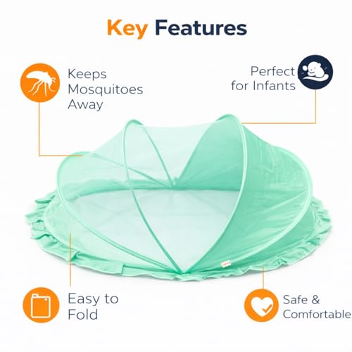 Royalkart Foldable Baby Mosquito Net for Bed (100x50 cm) – Portable Infant Mosquito Net for Newborn & Babies 0-24 Months | Breathable Mesh Net | Lightweight Travel-Friendly Baby Net (Green) - Image 5