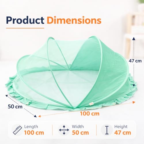 Royalkart Foldable Baby Mosquito Net for Bed (100x50 cm) – Portable Infant Mosquito Net for Newborn & Babies 0-24 Months | Breathable Mesh Net | Lightweight Travel-Friendly Baby Net (Green) - Image 3
