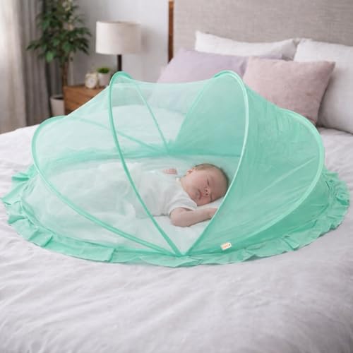 Royalkart Foldable Baby Mosquito Net for Bed (100x50 cm) – Portable Infant Mosquito Net for Newborn & Babies 0-24 Months | Breathable Mesh Net | Lightweight Travel-Friendly Baby Net (Green) - Image 1