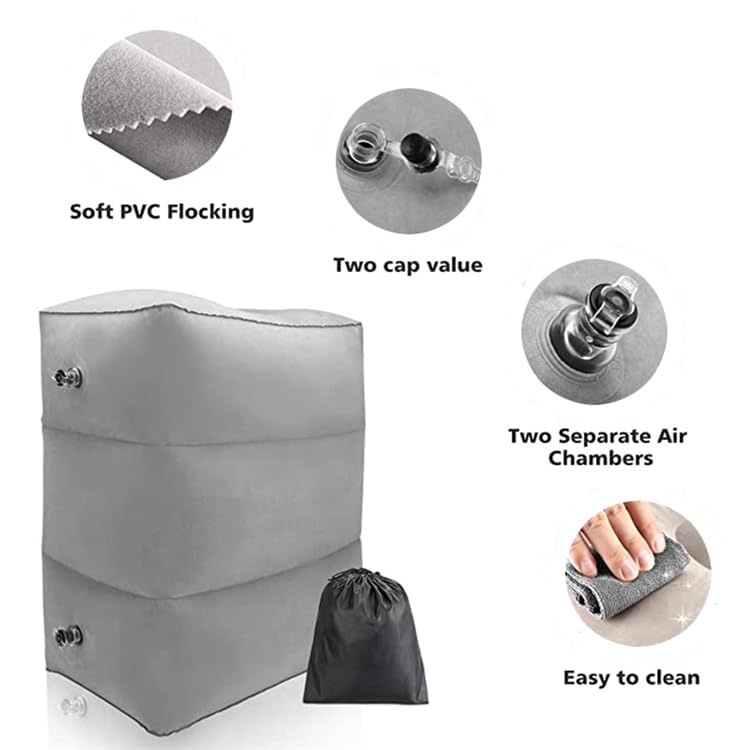 FYCAN Inflatable Foot Rest for Air TravelCar Seat Foot Rest for Kids ToddlerAdjustable 3 Layers Height Leg Rest PillowAirplane Travel Essentials Great for AirplaneOfficeHomeTrainsCarsMulti - Image 4