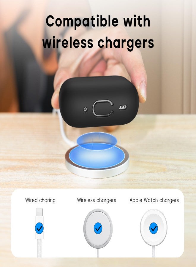 روفونجوانجو غطاء حماية من السيليكون الناعم متوافق مع AirPods Pro من الجيل الثاني (2023/2022/2019)، مزود بمجموعة تنظيف وأطراف أذن، أسود اللون. - Image 5