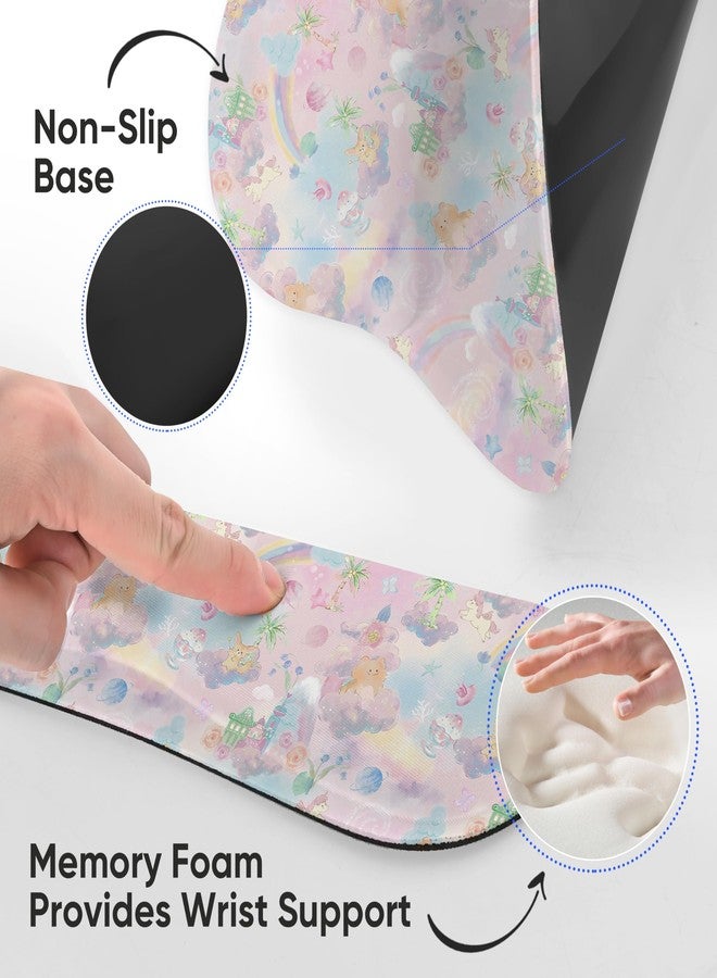 WINTOJO Wrist Rest Support for Mouse Pad Keyboard Set Circle Coaster Gaming Mouse Pad Ergonomic Gel Memory Foam Set for Computer, Laptop, Office, Pain Relief, Comfortably Typing Cute KM-37 - Image 3