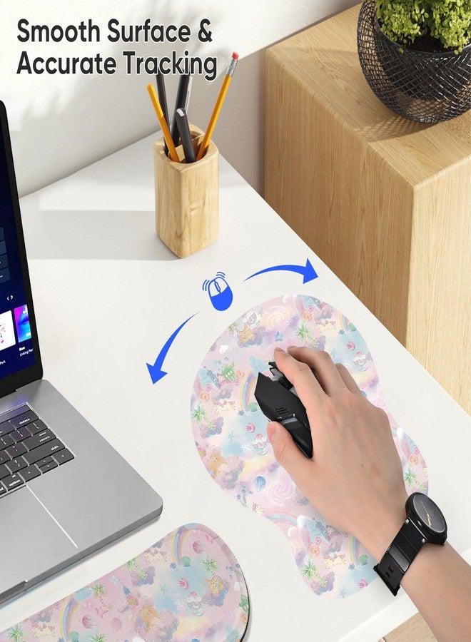 WINTOJO Wrist Rest Support for Mouse Pad Keyboard Set Circle Coaster Gaming Mouse Pad Ergonomic Gel Memory Foam Set for Computer, Laptop, Office, Pain Relief, Comfortably Typing Cute KM-37 - Image 4