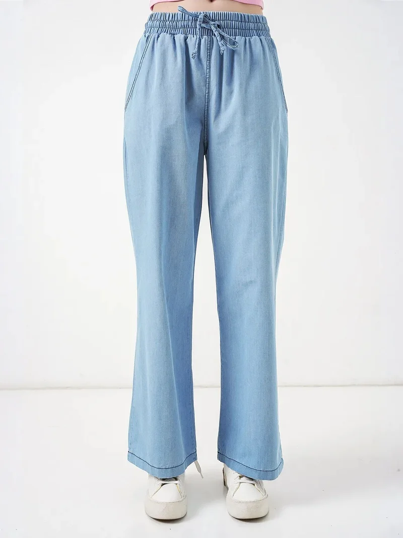 بيغ دارت BDART Relaxed Fit Wide Leg Denim Jeans with Drawstring Closure