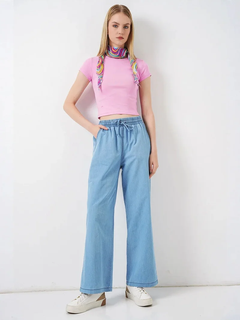 بيغ دارت BDART Relaxed Fit Wide Leg Denim Jeans with Drawstring Closure