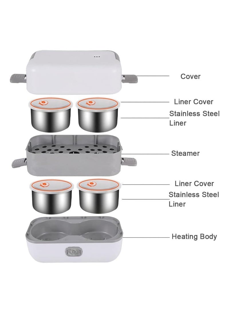 Bukela Portable Self Cooking Electric Lunch Box, Mini Rice Cooker, 2 Layers 4 Stainless Steel Steamer Food Insulation Lunch Box for Home Office Dormitory Travel Outdoor Kitchen Cook Raw Food, 2L/110V/200W - Image 4