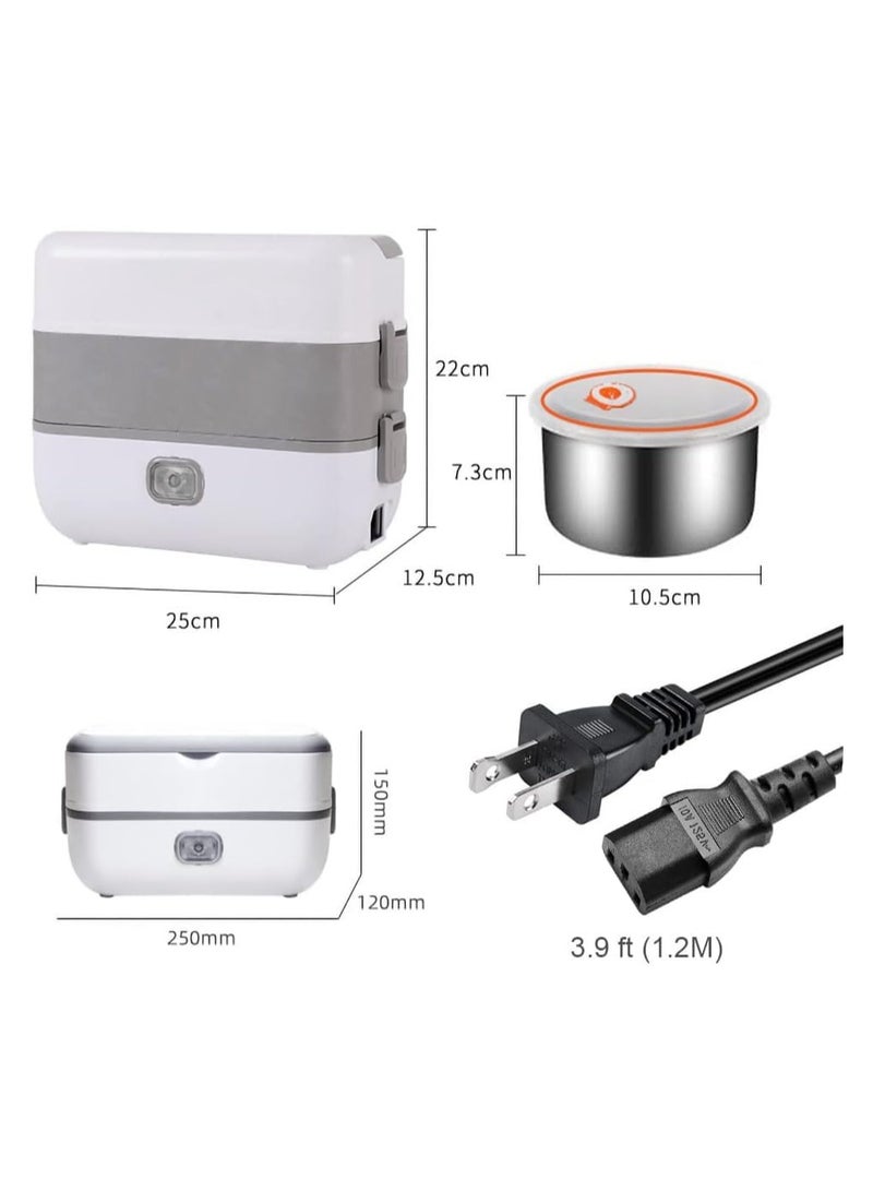Bukela Portable Self Cooking Electric Lunch Box, Mini Rice Cooker, 2 Layers 4 Stainless Steel Steamer Food Insulation Lunch Box for Home Office Dormitory Travel Outdoor Kitchen Cook Raw Food, 2L/110V/200W - Image 5