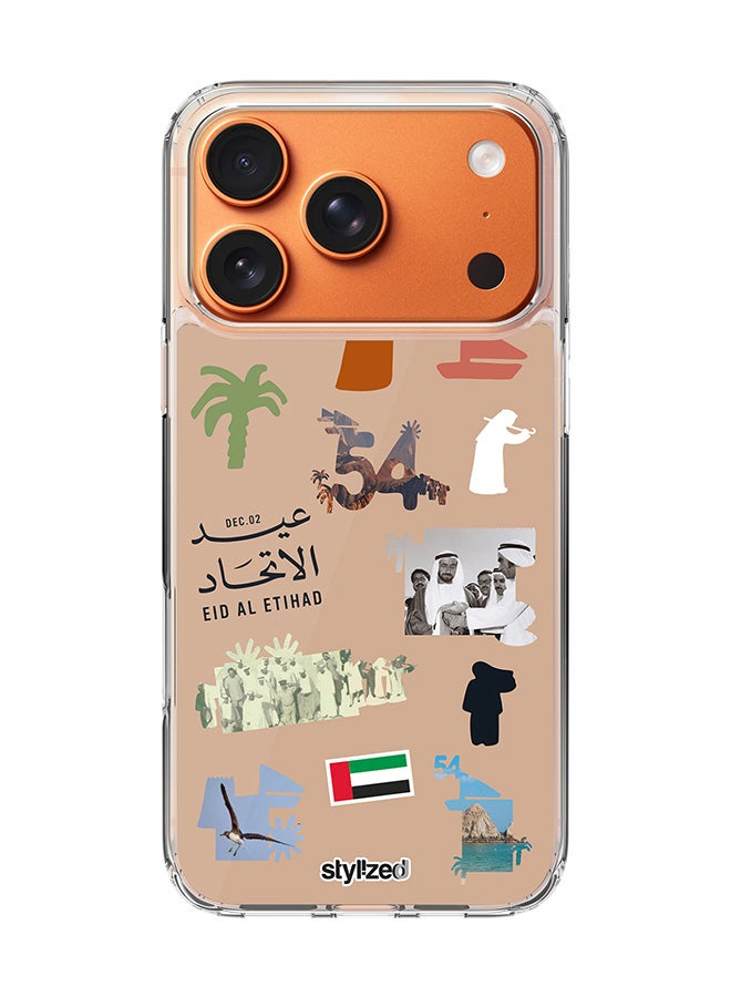 Stylizedd for iPhone 17 Pro Case [Compatible with MagSafe] Slim Magnetic cover Clear Phone Case - Eid Al Etihad 54th UAE National Day, Brown - Image 1