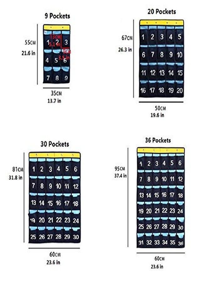 ANIZER Numbered Pocket Chart Over Door Hanging Classroom Organizer for Cell Phones Calculators Holders Blue (30 POCKETS) - Image 4