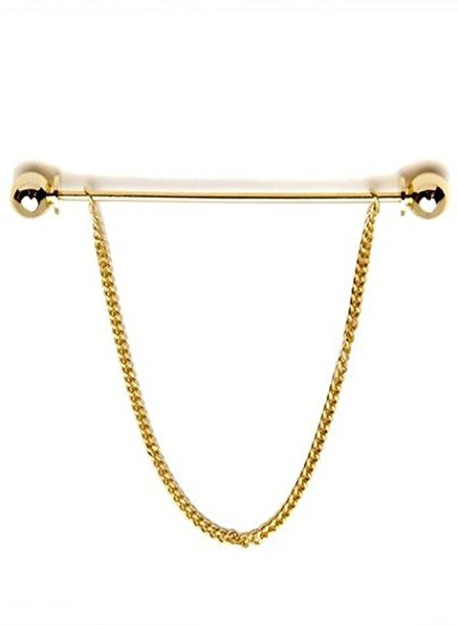 Tripin Golden Collar Bar with Removable Chain for Men Women Kids Corporate Party French Cuff Shirts Shirt Suit Blazer in A Gift Box TNSPGOLD377 (PACK OF 2) - Image 1