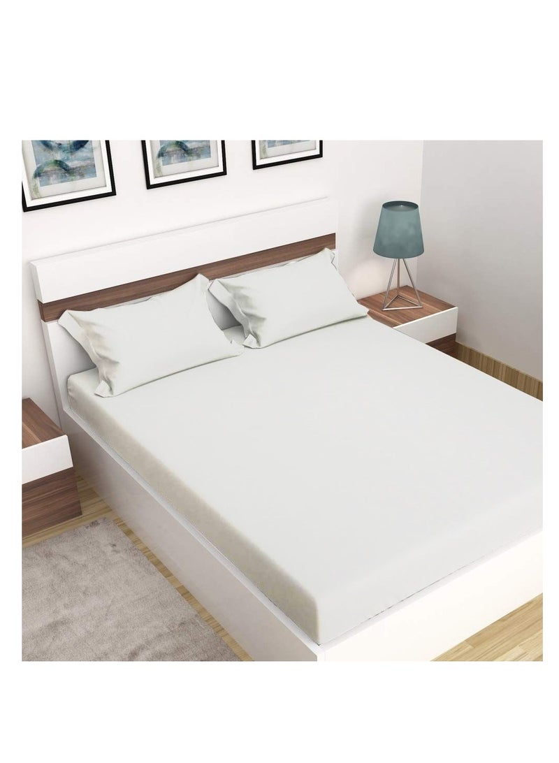 Orchard Exclusive (White) Queen Size Fitted Sheet 160x210 Cm (Set of 1 Pc)  Cotton percale Weave, Soft and Luxurious, High Quality Bed linen -180 TC