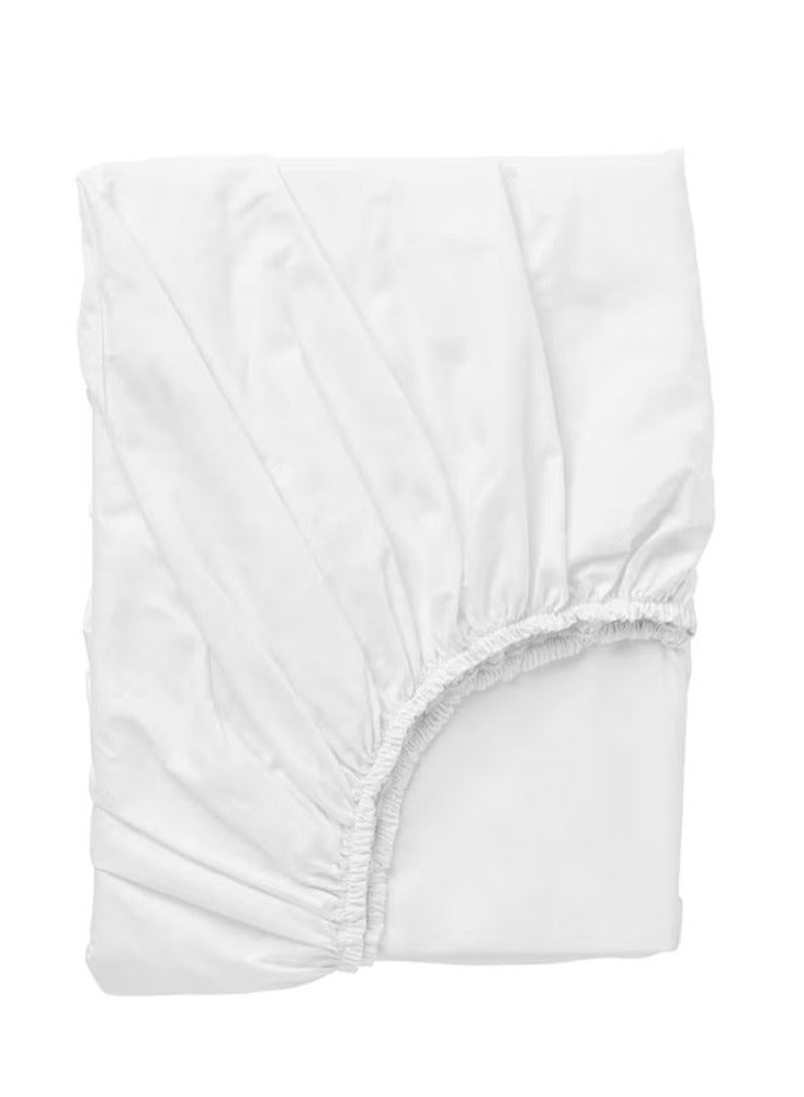 Orchard Exclusive (White) Queen Size Fitted Sheet 160x210 Cm (Set of 1 Pc)  Cotton percale Weave, Soft and Luxurious, High Quality Bed linen -180 TC