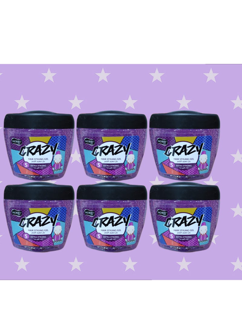 هوبي 6 قطع جل تصفيف الشعر كريزي ترطيب فوري ارجواني عبوة اقتصادية صناعة تركية 700 مل