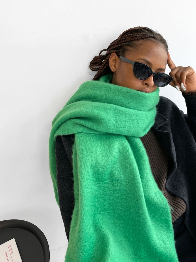 Scarf Autumn and Winter Pure Color Mohair Scarf Warm Mid-Length Scarf Winter Shawl Scarf Outer Wear and Wholesale - Image 1