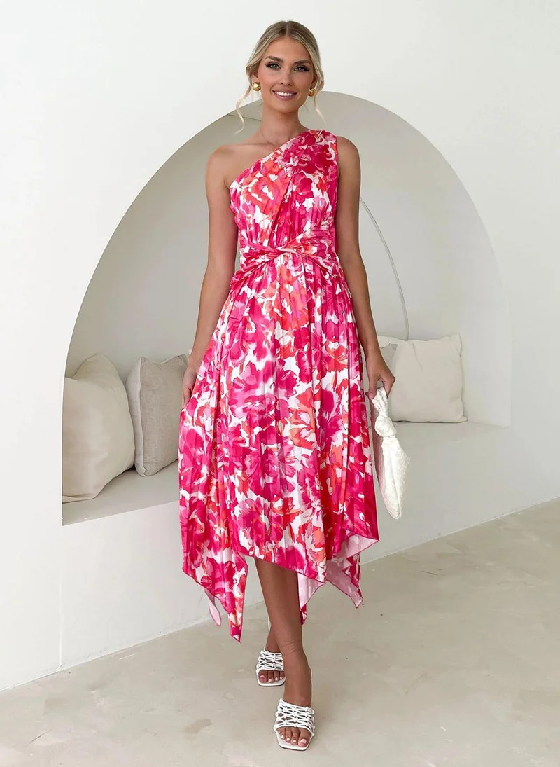 يونيكي Pink Abstract Print Maxi Dress