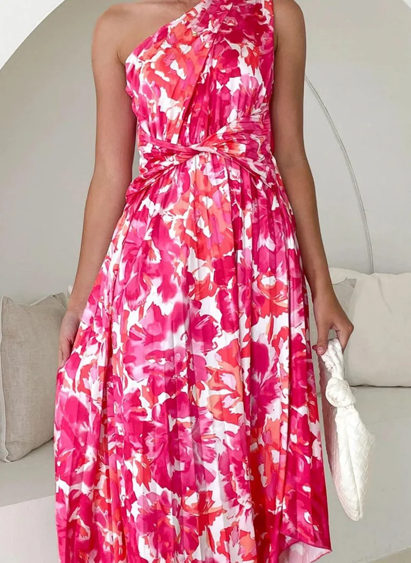 يونيكي Pink Abstract Print Maxi Dress