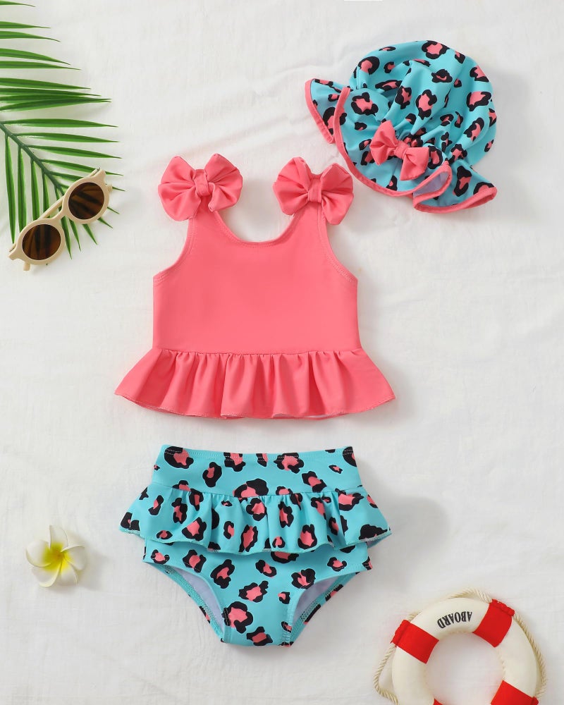 Mioglrie Baby Swimsuit Girl 6 9 12 Months Baby Bathing Suit Girl Two Piece Green Red Bikini Summer Beach Swimwear Infant Tankini Set - Image 2