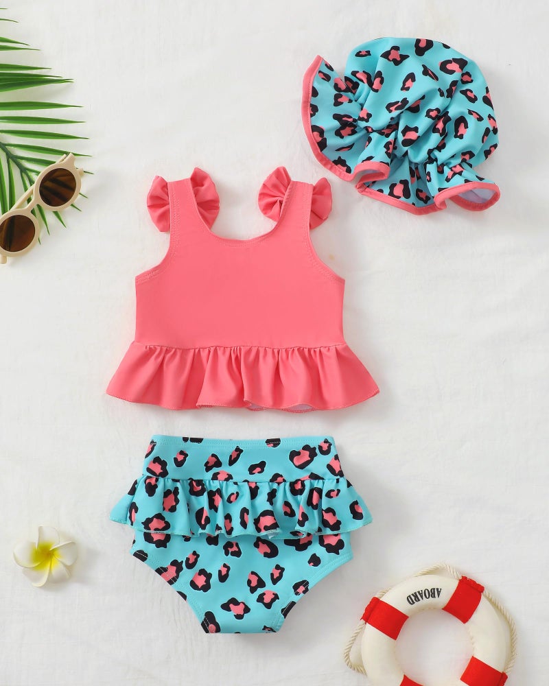 Mioglrie Baby Swimsuit Girl 6 9 12 Months Baby Bathing Suit Girl Two Piece Green Red Bikini Summer Beach Swimwear Infant Tankini Set - Image 3