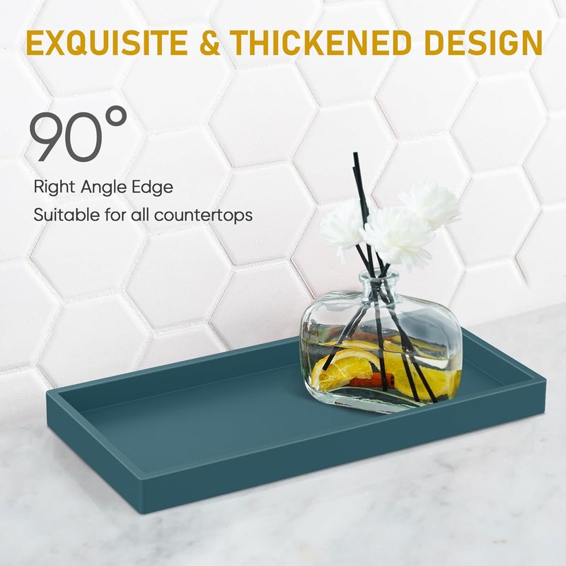 EG-SIPRO Bathroom Counter Tray, High-Grade Thickened Silicone Bathroom Vanity Tray,Shatterproof Durable Rectangle Bathroom Tray Soap Dispenser Tray for Bathroom Countertop - Image 2