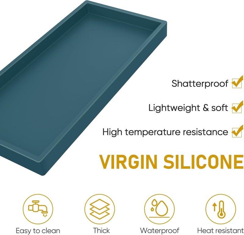 EG-SIPRO Bathroom Counter Tray, High-Grade Thickened Silicone Bathroom Vanity Tray,Shatterproof Durable Rectangle Bathroom Tray Soap Dispenser Tray for Bathroom Countertop - Image 4