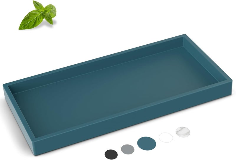 EG-SIPRO Bathroom Counter Tray, High-Grade Thickened Silicone Bathroom Vanity Tray,Shatterproof Durable Rectangle Bathroom Tray Soap Dispenser Tray for Bathroom Countertop - Image 1