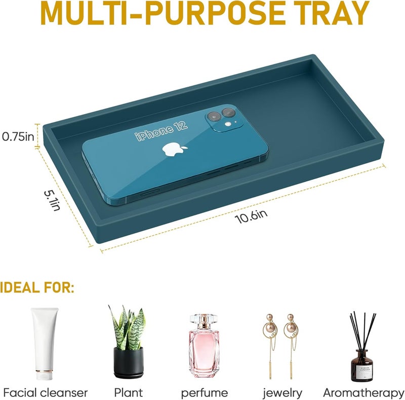 EG-SIPRO Bathroom Counter Tray, High-Grade Thickened Silicone Bathroom Vanity Tray,Shatterproof Durable Rectangle Bathroom Tray Soap Dispenser Tray for Bathroom Countertop - Image 5