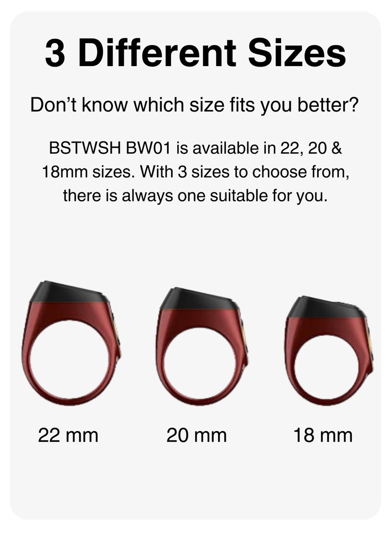 BSTWSH 18mm Zikr Ring Smart Ring with Vibration Reminder Tasbih Counter and Bluetooth Connection for Exclusive BSTWSH App and 5 Daily Prayer Reminders  - Image 2
