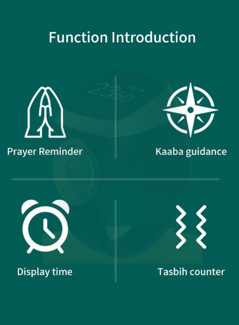 BSTWSH 18mm Zikr Ring Smart Ring with Vibration Reminder Tasbih Counter and Bluetooth Connection for Exclusive BSTWSH App and 5 Daily Prayer Reminders  - Image 5