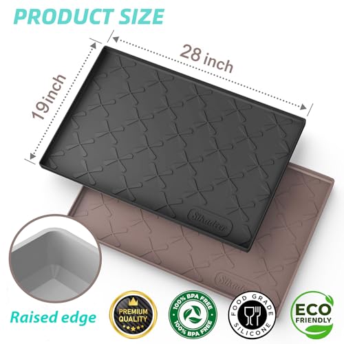 Sika deer حصيرة تحت الحوض SIKADEER 28" x 19" مقاومة للماء، حصيرة سيليكون لدرج المطبخ ورفوف الخزائن، واقي حوض للمُنظِّمات والتخزين في المطبخ، صينية أحذية وحصائر طعام للحيوانات الأليفة - Image 2