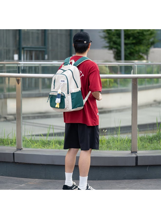 Edison Middle School Student Backpack With Spine Protection, Weight Reduction, High Aesthetic Value, Simple Style, High School Double Shoulder Bag K061-2 Dark Green - Image 4