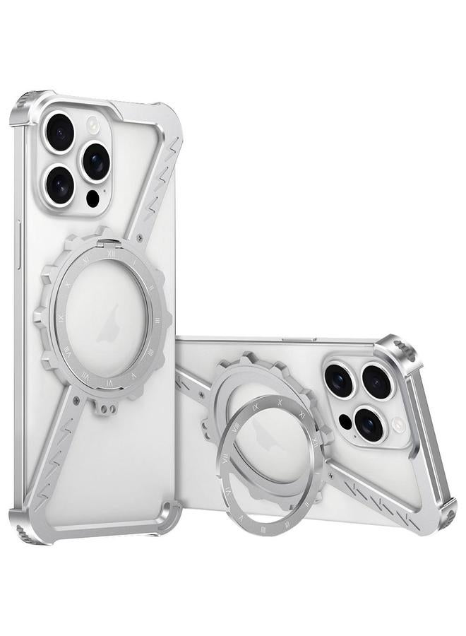 S-TOP Case For iPhone 15 Pro Max Z-shaped Frameless Metal 360 Holder MagSafe Phone Case - Image 1