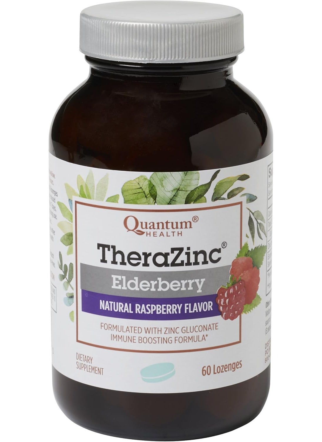 Quantum Quantum Health TheraZinc Elderberry Lozenges Made with Zinc Gluconate for Immune Support 60 Count  - Image 1