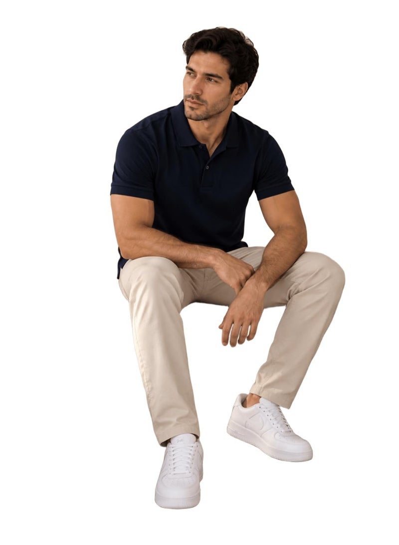 Nileton Men’s Polo T-Shirt – 100% Cotton - Classic Piqué Polo Shirts - Short Sleeve with Two-Button Collar, Regular Fit - Casual Top, Soft Cotton - Comfortable Fit for Everyday Style - Image 1