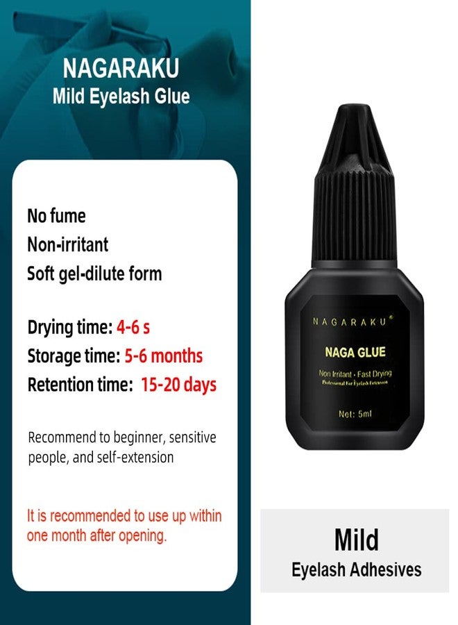 NAGARAKU Eyelash Extension Glue Makeup 5ml No Simulation Low Smell Fast Drying Magnetic Eyelashes Glue (Mild Glue) - Image 2