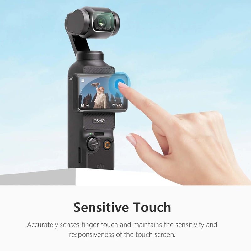 FCS حماية شاشة متوافقة مع كاميرا DJI Pocket 3 | واقي مرن مضاد للصدمات 9H، واقي عدسة الكاميرا، 2 قطعة. (Pocket 3) - Image 3