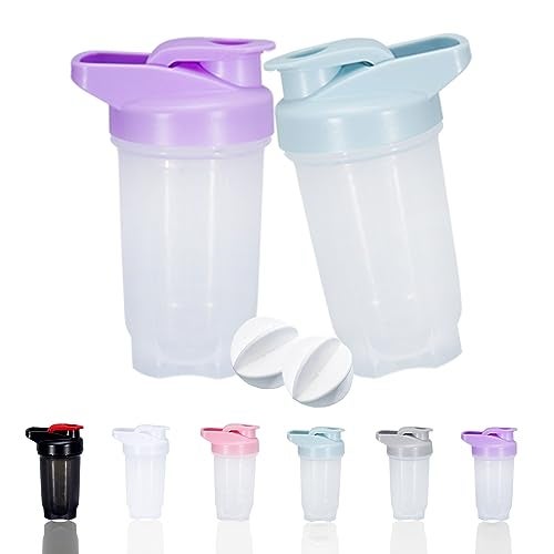 GAISHION Shaker Bottle Protein Shakes Cup and 10-Ounce/300ML Shaker-Bottle with Whisk Balls, Protein Shaker- Bottles Set, Non-BPA plastic(Bule+Purple(2PCS)) - Image 1